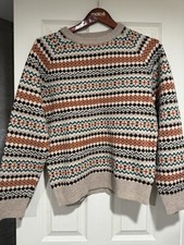 J. Crew 100 Lambswool Knit Fair Isle Sweater Mens Medium Cabin Ski Grandpa