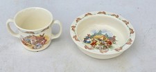 Vintage Royal Doulton Bunnykins Double Handle Mug Teacup  Saucer 1950's Era