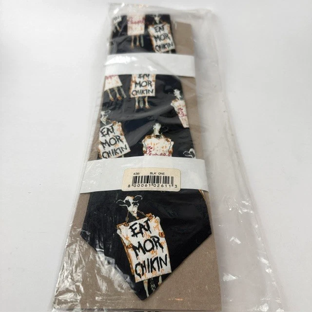 Chick-Fil-A Employee Neck Tie Cows Holding "Eat Mor Chikin" Signs Novelty NWT