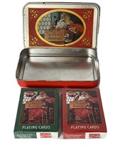 VINTAGE Two Deck 1998 Coca Cola Holiday Santa Claus Playing Cards In Tin