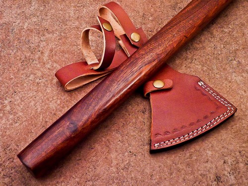 CUSTOM HAND FORGED D2 STEEL BEARDED CAMPING HATCHET TOMAHAWK AXE, WD-8179 - Foto 14 di 14