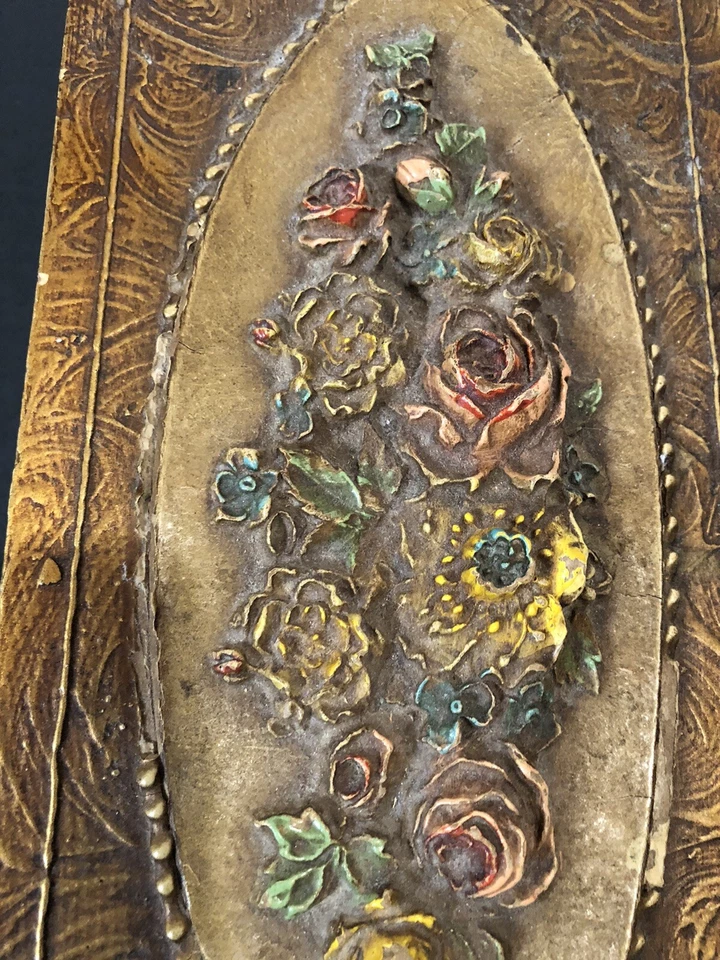 Rare Intricate Antique Wood Wedding Card Storage Gift Box Roses Flowers - Image 4 of 4