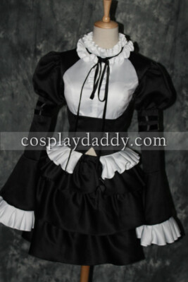 Anime Fairy Tail Erza Scarlet Halloween Lolita Black Dress Set