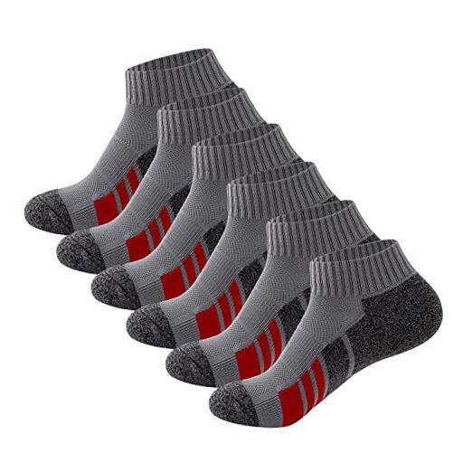 6 Pairs Low Cut Socks Cushion Athletic Socks for Running Cycling 9-11 Red