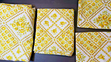 PEQUOT Vintage Yellow Roses Double sheet SET Fitted Flat 2 Standard Pillowcases