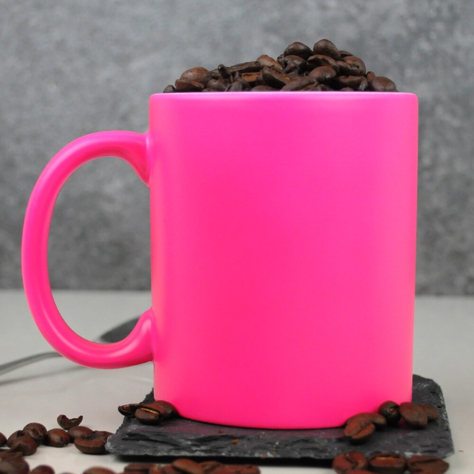 4 x Neon Bright Fluorescent Large 310ml Ceramic Coffee or Tea Mug Cup ...