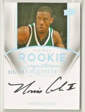 Norris Cole 2011-12 UD Exquisite RC on-card Autograph Auto #'d 93/199 - HEAT