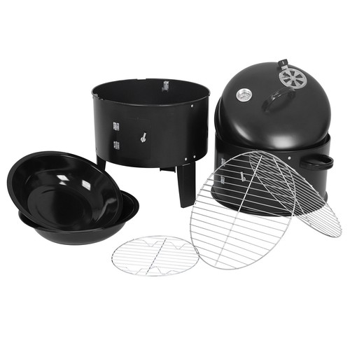 Detachable 3-in-1 Vertical Charcoal Smoker Portable BBQ Smoker Grill, - Picture 10 of 12