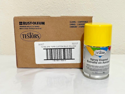3 x Testors Spray Paint  ~  Bug Yellow 1632 T ~  Gloss  Enamel 3oz ea   Case