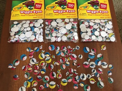 300 pc lot Crayola Wiggle Eyes Colorful Eyelashes (3 packs of 100) Peel