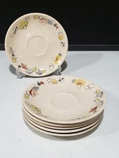 SET OF 6- Vintage Franciscan Gladding McBean Mushroom WOODLORE  6" Saucers ONLY