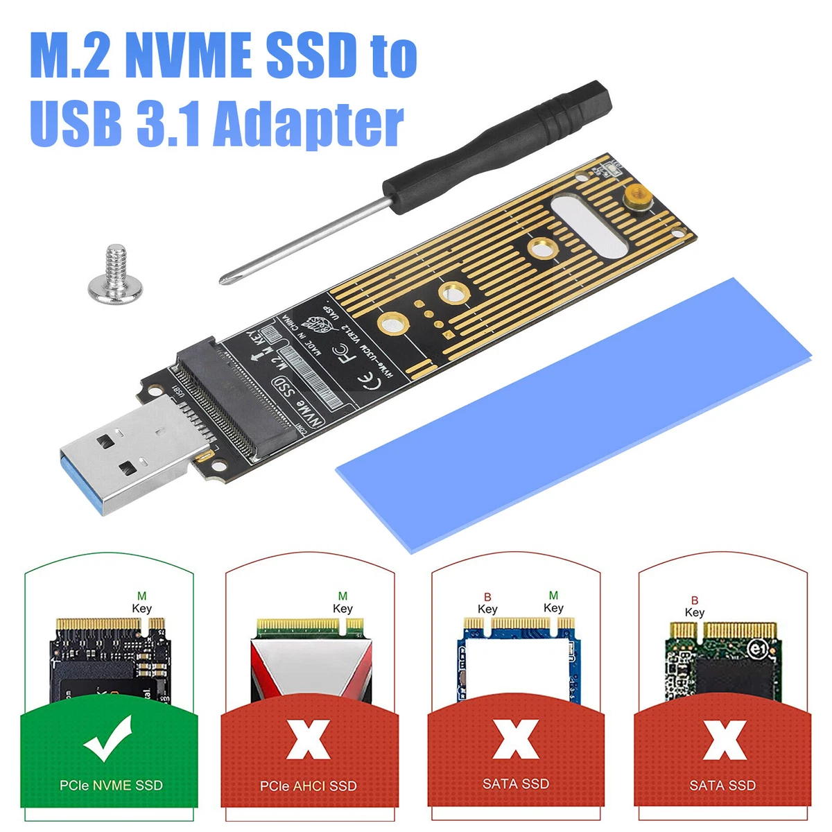 M.2 NVMe SSD Enclosure USB 3.1 Gen 2 to NVMe PCI-E M.2 SSD Hard Drive