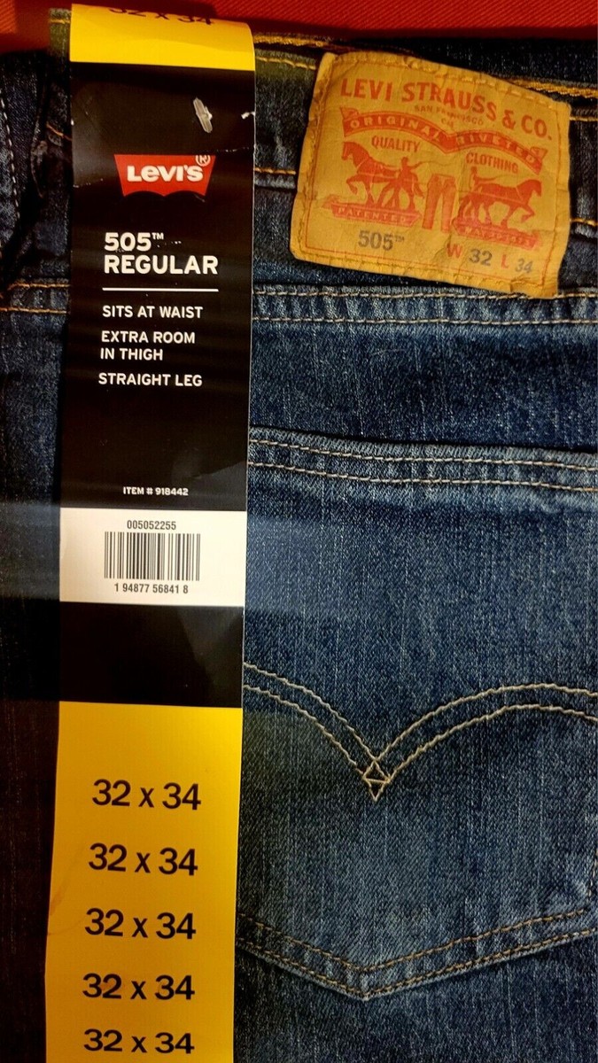 Men's Levi's 505 Regular Fit Straight Leg 5 Pocket Jeans Light