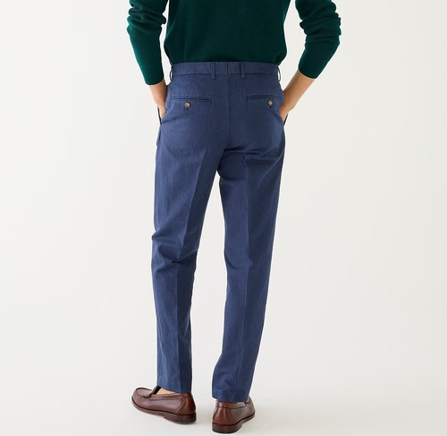 J.CREW Traje Chaqueta y Pantalones Azul Marino Blazer Algodón Lino Chino 40 34 Conjunto Completo Informal - Imagen 7 de 15