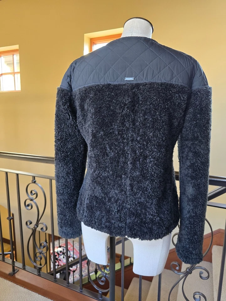 Prana S Black jacket blazer Sport Casual faux fake fur shearling m mixed media - Изображение 2 из 4