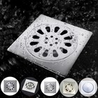 Bathroom Brushed Nickel Stainless Steel Craved Square Waste Water Floor Drain