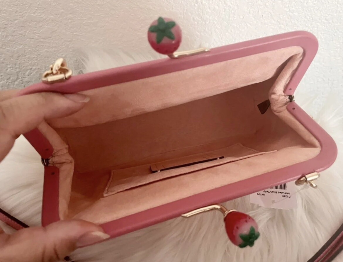 ♡最終値下価格♡COACH STRWB NORA ポーチ エレクトリックレッド NWT Coach Nora Kisslock Crossbody With Strawberry Closure