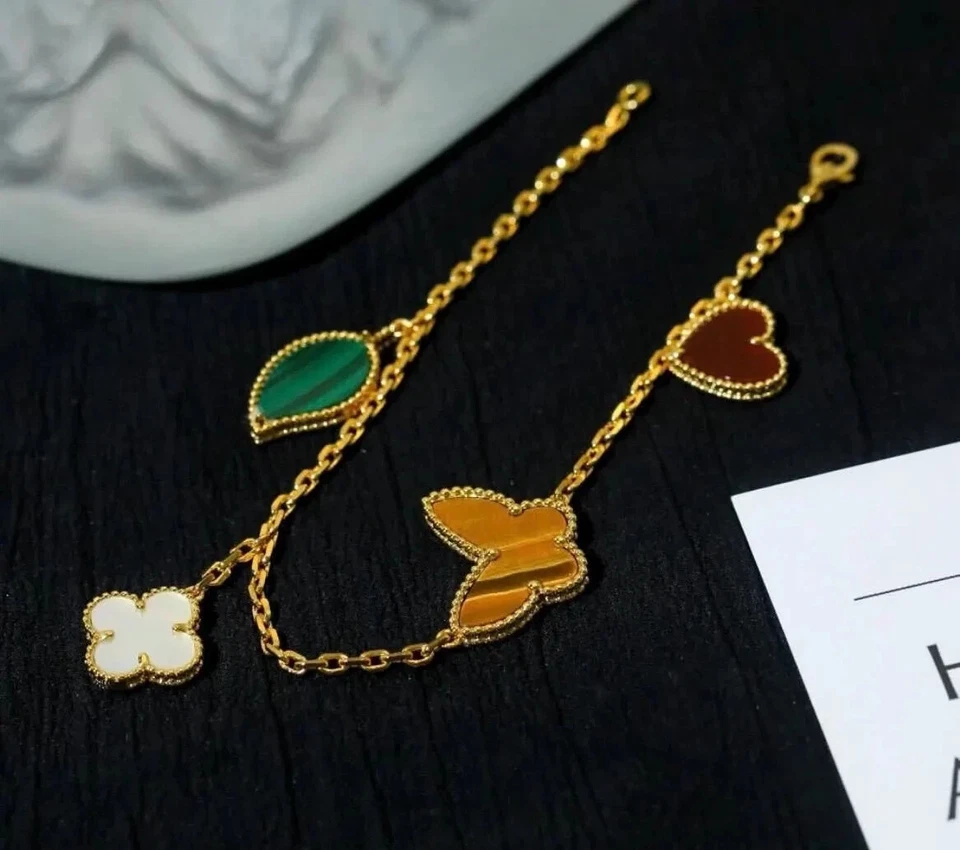 Pulseira Berloques Prata Esterlina 925, Banhada a Ouro, Pulseira da Moda, Presente de Férias - Imagem 4 de 4