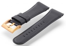 NEW 30mm Genuine TW Steel Black Smooth Leather Watch Strap Band & Buckle - TW26