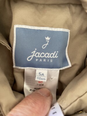 Jacadi (Paris) EUC Khaki Hooded Fur Lined Double Breasted Pleated