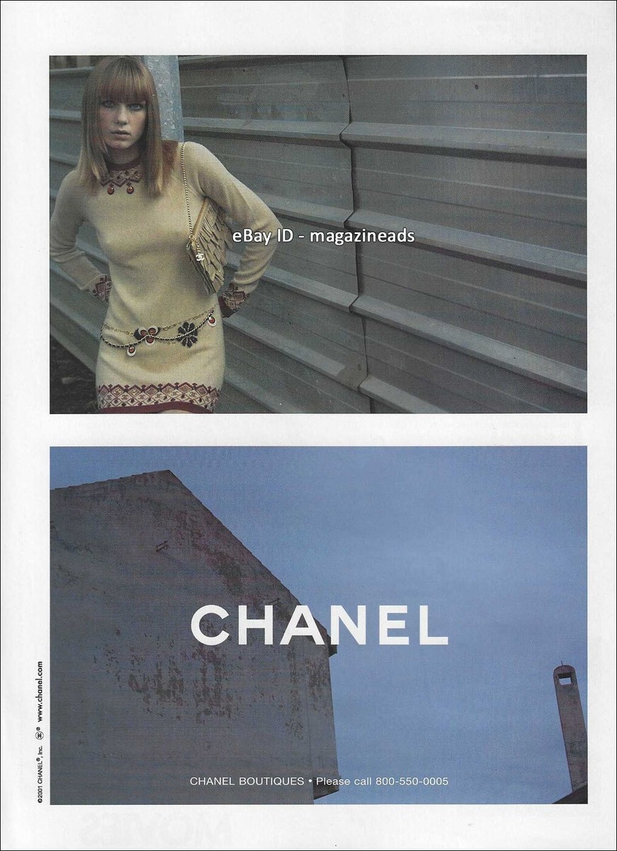vintage CHANEL 1-Page PRINT AD Fall 2001 ANGELA LINDVALL karl