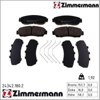 Zimmermann 24342.180.2 Bremsbelagsatz FüR Scheibenbremse Bremsbelagsatz