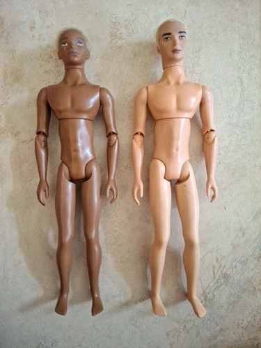 Vtg Flavas Lot Tre & Liam African-American Jointed Blonde Fuzzy Hair Doll Mattel