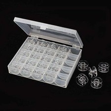 25pcs Clear Sewing Machine Bobbins Spools Empty Bobbins Spools Plastic Storage B