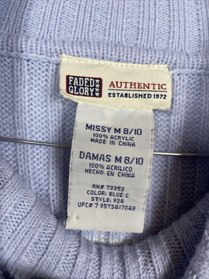 Suéter de cuello alto Faded Glory para niñas talla M 8-10 manga larga rayas azules/amarillas Foto 3 de 4