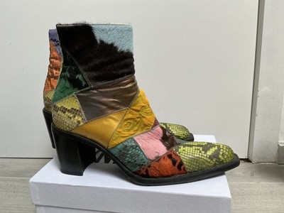 Free Lance Ankle Boots Patchwork Leather Python Multicolor