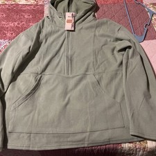 All In Motion Fleece Hoodie Women L Pullover Thumbhole Light Green