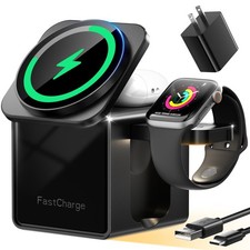 3-in-1 Wireless Charging Station for MagSafe, Fast 15W Magnetic Charger Stand...