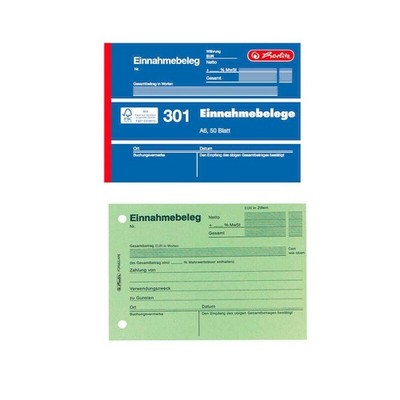 herlitz Einnahmebeleg Formularbuch 301 A6 quer