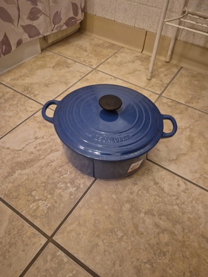 Le Creuset #26 Dutch Oven 5 Quart Blue Made In France Cast Iron