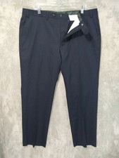 Chaps Pants Mens 40x30 Blue Wool Dress Tapered Leg Flat Front Trouser Preppy