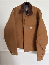 Vtg Carhartt Detroit Blanket Lined Jacket Y2K J001 BRN Brown Mens Size 2XL Talll
