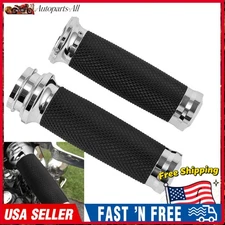 1" 25mm Motorcycle Hand Grips Handlebar For Harley Honda Kawasaki Yamaha Chrome