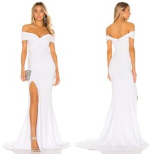 Nookie Neptune Gown Maxi Dress Off The Shoulder Side Slit Wedding Bridal Size XS