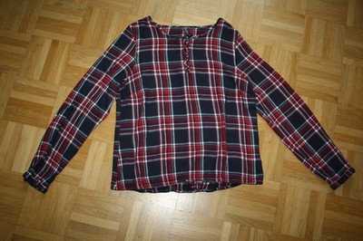 Langarm Bluse * Gr. 38 * Multiblu * rot marineblau weiß kariert * Bindeband