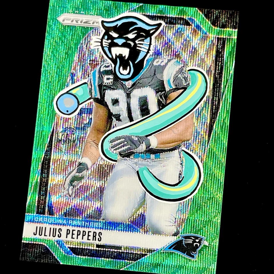 1/1 JULIUS PEPPERS 🔥 BLACK PANTHER GREEN PRIZM SSP 🔥 PENINI: ONE OF ONE ART - Image 3 of 4