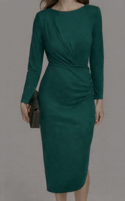 Donna Karan Women's Faux Suede Sheath Dress - Green - Size 2 - Spruce