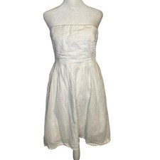 J. Crew white swiss dot strapless cotton mini dress size 6