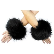 Tongcloud Women's Faux Fur Wrist Cuffs Wrist Warmers Faux Fur Arm Cuffs Winter 