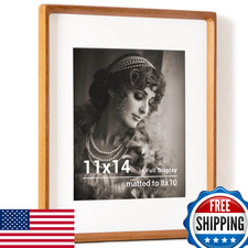 11x14 Teak Wood Picture Frame, USA, HD Tempered Glass for 8x10 Photo Display