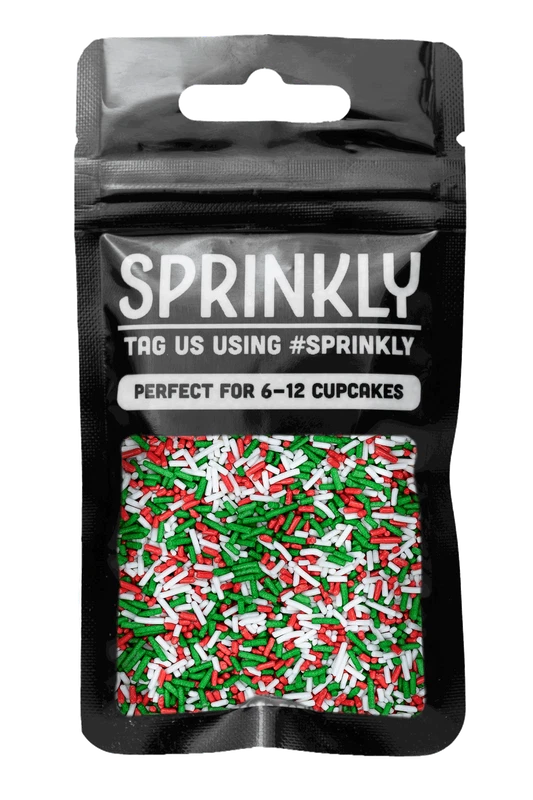 SPRINKLY - Sugar Strands - Red, White & Green - Edible Cake Sprinkles - Image 2 of 2