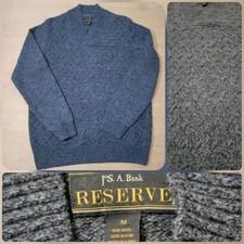 Jos a Bank Reserve Blue Shawl Sweater V Neck Wool Blend Size Medium In Men's