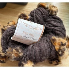U-Knitted Nations Brown Yarn Fuzzy Leopard Purls, 70 Yards, Pagewood Farm