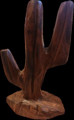 Hand Carved Ironwood Cactus Desert Cowboy Western Ring Holder