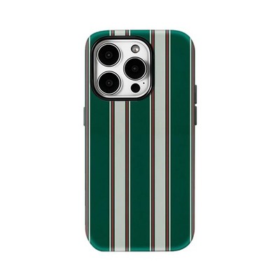 Green White Stripes Case for Apple iPhone 17 16 15 14 13 12 11 Pro Max Plus Air