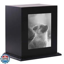 Pet Wood Memorial Urn for Ashes,Photo Frame Keepsake Box for Cats Dogs,Funera...